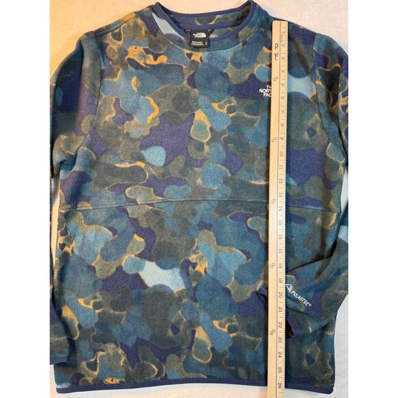 The North Face Mens Blue Green Camo Pullover Fleece Sweatshirt Baselayer M - Picture 7 of 7